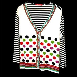 French import fun polka dot & stripe cardigan